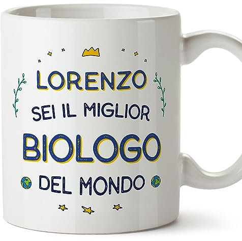 Mugffins Tazza Personalizzata in ceramica per BIOLOGO uomo 11 oz / 350 ml - In italiano - Migliore del Mondo - Idea regalo per compleanno, anniversario, natale, laurea