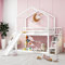 ZYLOYAL10 Lettino per bambini con scivolo e scala, 90 x 200 cm, letto a soppalco per bambini, 2 reti a doghe, colore naturale e bianco (bianco - A)