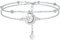 Lydreewam Mond und Stern Armband Silber 925 für Damen Doppel Layered Freundschaft Armkette mit Kugeln und Zirkonia Weihnachten Muttertag Geburtstag Geschenk, Armbänder verstellbare 17+4cm