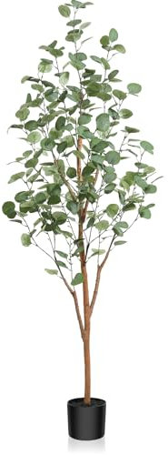 Kazeila Eukalyptus Pflanze Künstlich 150cm Künstliche Pflanzen Artificial Kunstpflanzen Groß Dekopflanzen mit Natürlichen Stämmen für Home Decor Zimmerdeko Schlafzimmer Dekoration(1Pack)