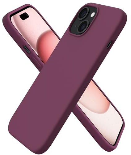 ORNARTO kompatibel mit iPhone 15 Hülle Silikon 6,1 Zoll, Ultra dünne Handyhülle iPhone 15 aus flüssigem Silikon, Kratzfeste und stoßfeste Schutzhülle iPhone 15 Hülle(2023) - Weinrot