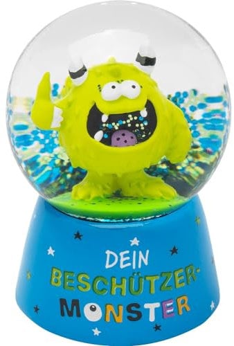 Gruss & CO Traumkugel mit Motiv Dein Beschützer-Monster | Schneekugel mit Glitter, Höhe 6,5 cm | Geschenk für Kinder, Weihnachten, Silvester | 70249