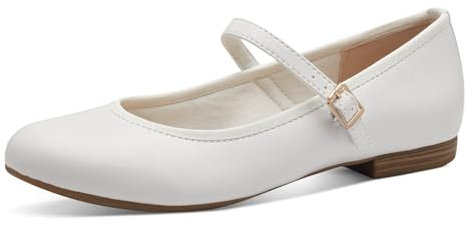 MARCO TOZZI Damen Ballerinas mit Riemchen Vegan, Weiß (White Nappa), 38 EU
