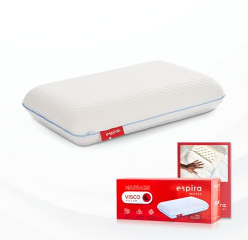 Espira Whites Oreiller Cervical Mémoire de Forme – Oreiller Ergonomique Orthopédique pour Cou, Nuque & Dos, Coussin Cervicales Douloureuses, Anti Ronflement & Apnée du Sommeil Réparateur (40x62x13 cm)
