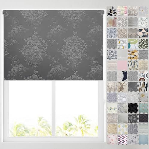 Barnes Blinds - Blackout Pattern Roller Blinds for Windows, Custom Cut to Size - Thermal Fabric Durable Fittings Easy Fit (Holyrood Silver 61cm)