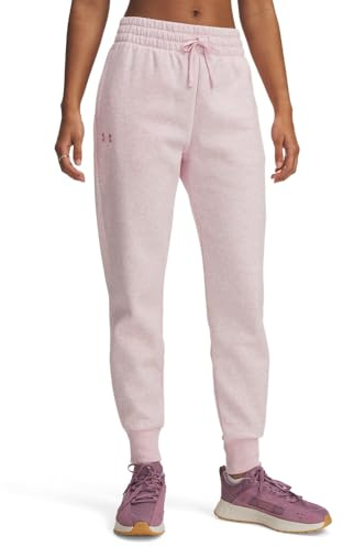 Under Armour Damen Rival Fleece Jogger, warme & weiche Freizeithose mit Seitentaschen, Jogginghose mit Bündchen, Bequeme Sporthose für Frauen,Prime Pink Light Heather / / Prime Pink,SM