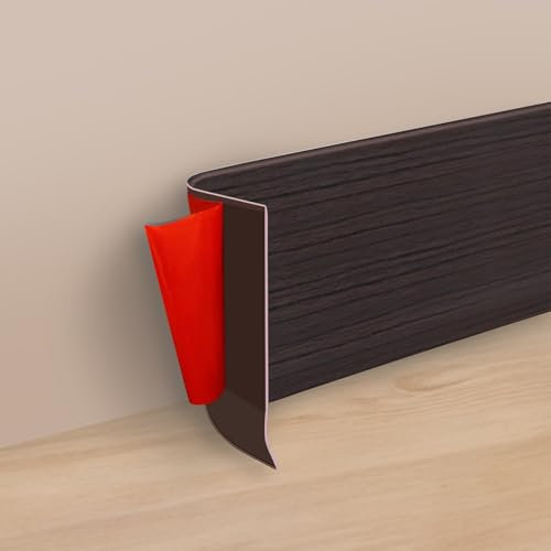 Battiscopa, battiscopa autoadesivo flessibile in PVC, 2,5 m (lunghezza) x 9,9 cm (larghezza) copertura per battiscopa, stacca e attacca, modanatura da parete (noce)