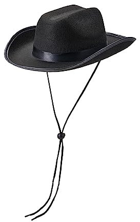 Edhomenn Cowboyhüte für Kinder, breite Krempe, Western-Cowgirl-Hut mit verstellbarem Riemen, Cowgirl-Kostüm-Zubehör (02 Schwarz, Einheitsgröße)