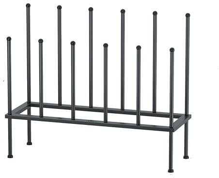 TREKIS Free-Standing Welly Boot Rack – 2-Tier Black Metal Wellington Stand & Shoe Storage Holder for Outdoor & Indoor Use. Rust-Free, Space-Saving Entryway & Hallway Organiser,Holds 6 Pairs