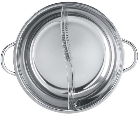 Acero Inoxidable Two Hot Hot Pot, Pot Caliente de Acero Inoxidable con Tablero de Barra y Manija Hueco para la Cocción de Inducción Gas Electric y Ceramic HOB (30 centimetros)