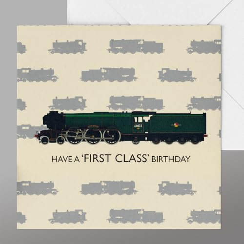 Carte d'anniversaire Trains Carte d'anniversaire amusante pour les amateurs de train avec carte Scotsman volant méticuleusement recréée