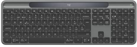 Logitech Signature Slim Solar+ clavier sans fil (Graphite) | Alimenté par lumière solaire/artificielle, batterie jusqu'à 10 ans, touches personnalisables, Bluetooth, AZERTY Français
