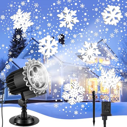 NXPZ Projecteur de Flocons de Neige de Noël, Projecteur LED Extérieur, Lampe de Décoration de Noël Intérieure et Extérieure, 9W Haute Luminosité pour Noël, Fête, Mariage