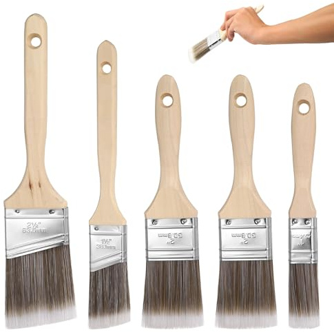 Aoyfuwell 5-teiliges Pinselset,Praktischer Pinselset Maler ohne Borstenverlust, Malpinsel-Set für Dekoration, Glanzlackpinseln, für Hausstreichen, Korrektur, Zaun, Wand, Möbel-Lackpinseln