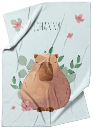 fotobar Capybara Kuscheldecke mit Namen – 75 x 100 cm, Flauschiger Fleece | Mit dem Namen Ihres Kindes, flauschiger Fleece ca. 265 g/m², Öko-Tex Standard 100, in Deutschland bedruckt