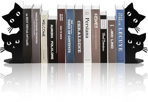 Vesavifaka Peeping Cat Serre-Livres pour étagères, Chat décoratif Serre-Livres métal pour Livres Lourds, Porte-Livres pour Bureau à Domicile, Décoration Mignonne pour étagère de Bureau, Cadeau pour