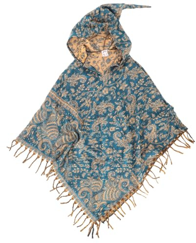 GURU SHOP Ethno, Hippie Poncho mit Langer Zipfelkapuze, Damen
