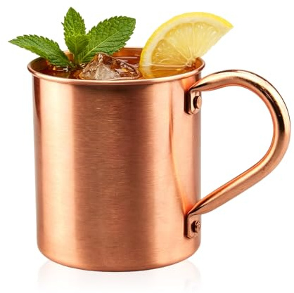 Keltorio Moscow Mule - Taza de cobre puro, 450 ml, sin forro, taza de cobre macizo para café, cóctel, cerveza, leche