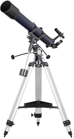 Levenhuk New Skyline Plus 90/900 EQ2 Teleskop, Achromatischer Refraktor | mit EQ2-Äquatorialmontierung, T-Gewinde für DSLR-Kamera, Verstellbares Stativ für Astrofotografie und Sternbeobachtung