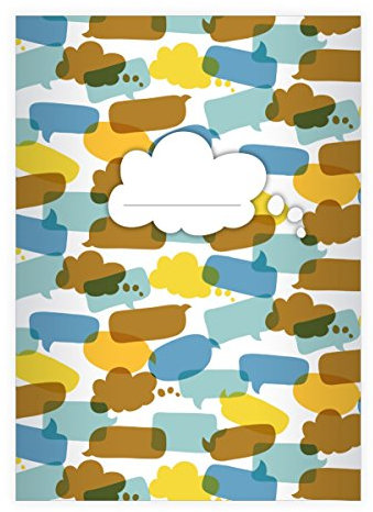 Kartenkaufrausch 2 Trendige Designer DIN A5 Schulhefte, Schreibhefte mit Sprechblasen in gelb Lineatur 2 (liniertes Heft)