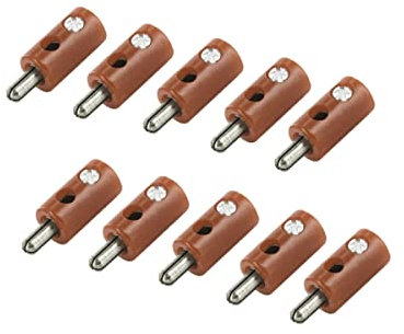 WITTKOWARE HO-Stecker/Zwergstecker mit 2,6mm Pin-Ø, Schraubanschluss, 10 Stück, braun