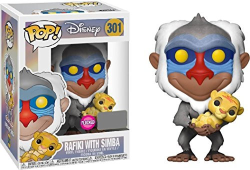 Funko 24570 Disney-The Lion King Flocked Rafiki mit Simba, Mehrfarbig, 9 cm