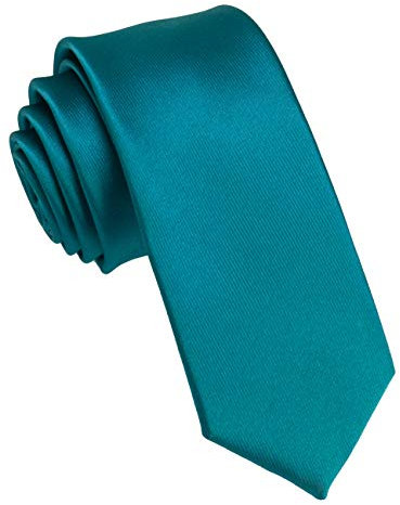 JEMYGINS Schmale Herren Krawatte einfarbig in verschiedenen Farben 6cm (Aquablau)