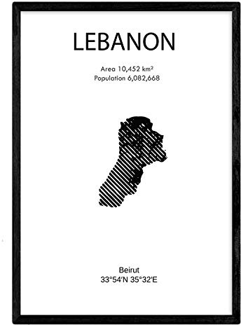 Nacnic Poster Libanon. Blätter von Ländern und Kontinenten. A3 Größe