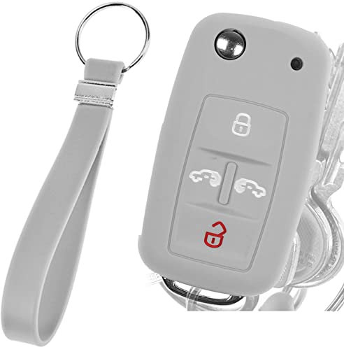 Klapp Schlüssel Hülle Tag Grau Kompatibel mit VW Multivan Sharan T5 T6 Caddy Seat Alhambra