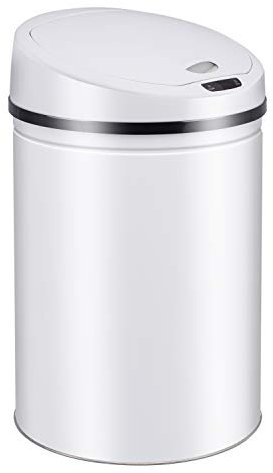 Ribelli Edelstahl Mülleimer 40 Liter - Abfalleimer mit Sensor - automatisches Öffnen und Schließen - Klemmring für Müllbeutel - Abnehmbarer Deckel - mit LED-Funktionsanzeige (weiß)