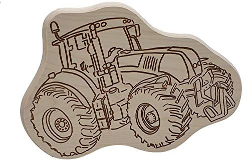 DEKOFANT Frühstücksbrettchen Kinder Holz Brett Motiv Traktor Bulldog NEU Frühstücksbrett Trecker ca 30x20x1,5cm