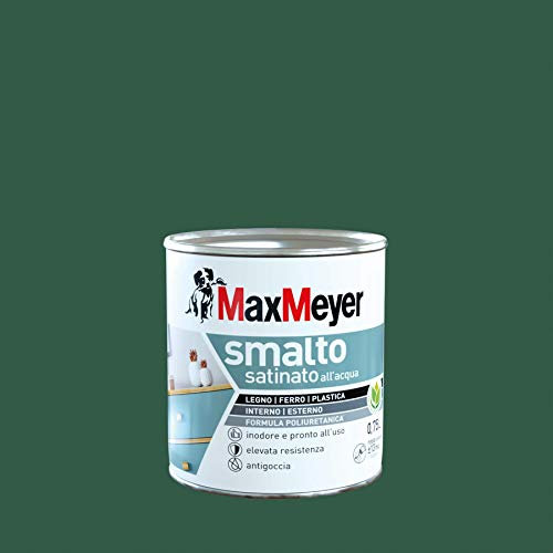 Maxmeyer Smalto All'Acqua Poliuretanico Satinato Verde Scuro 0,75 L
