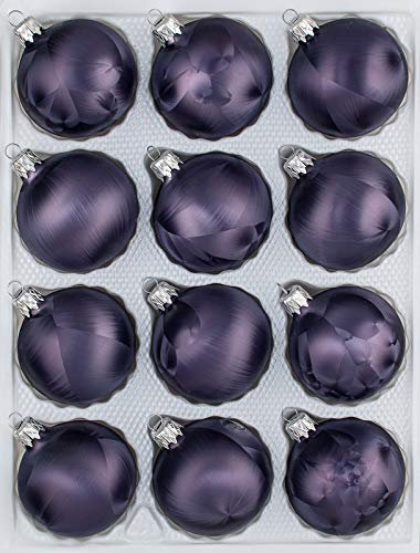 12 tlg. Glas-Weihnachtskugeln Set in 'Ice Graphit' Eislack - Christbaumkugeln - Weihnachtsschmuck-Christbaumschmuck