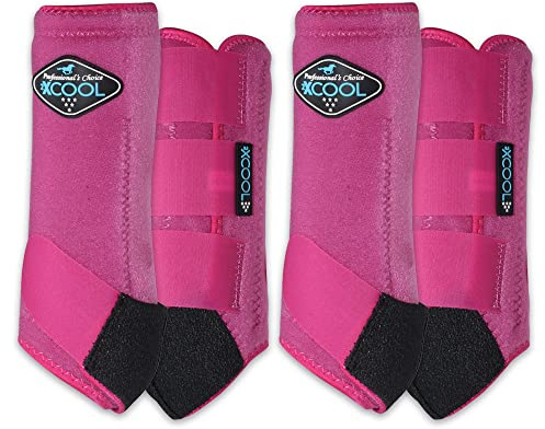 Professional's Choice 2XCOOL Sports Medicine Horse Boots | Protective & Breathable Design for Ultimate Comfort & Durability in Active Horses | Value 4 Pack | Medium Raspberry