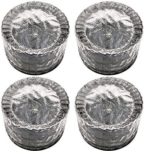 Bonetti 4er Set Solar Glas Stein, Pflasterstein mit Einschaltautomatik | warm-weiß beleuchtet | Deko-Stein mit Licht, kabellos, Einschaltautomatik (rund)