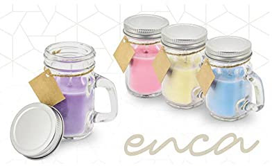 Lote de 25 Velas Aromática con Jarrita con tapa de metal - Velas para Detalles de Bodas, Comuniones, Regalos Mujeres prácticos (rosa)