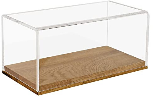 HMF 46871 Acryl Vitrine / Schaukasten mit Holzsockel für Modellautos | 24 x 12 x 11 cm | Transparent