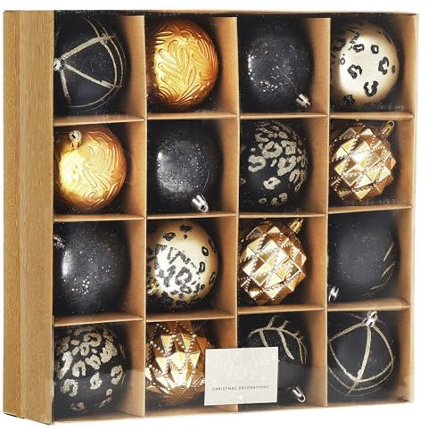 SPRINGOS Weihnachtsbaumkugeln aus Kunststoff 16-teiliges Weihnachtskugeln-Set 7 Mustern Dekoration für Weihnachten Party Hochzeit