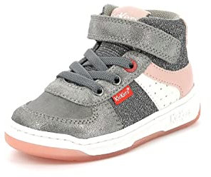 KICKERS Garçon Unisex Kinder KICKALIEN Basket, Gris Rose Argent, 24 EU