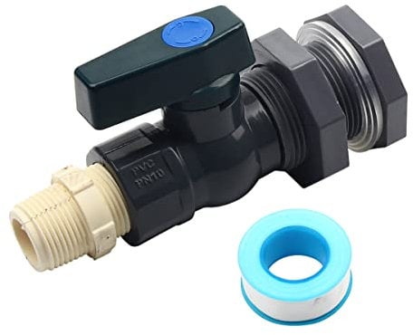 Yuecuu® Juego de grifo de agua de PVC, válvula reguladora de 1 pulgada para acuarios, piscinas, barriles de jardín (1/ND25)