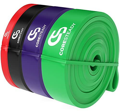 Coresteady Élastique Traction Lot de 4 | Bande Élastique Traction Assistée | Bande de Traction pour Powerlifting, Yoga, Exercices de Mobilité et d'Étirement | pour Homme & Femme