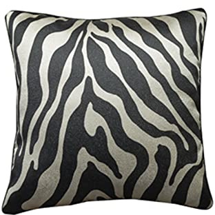 KnSam Home Kissenbezug 45x45cm, Schwarz Grau Loungekissenset in Leinen mit Zebra Muster für Schlafzimmer Sofa Büro, Deko Bezug Überzug Weich Bequem Atmungsaktiv, 1er