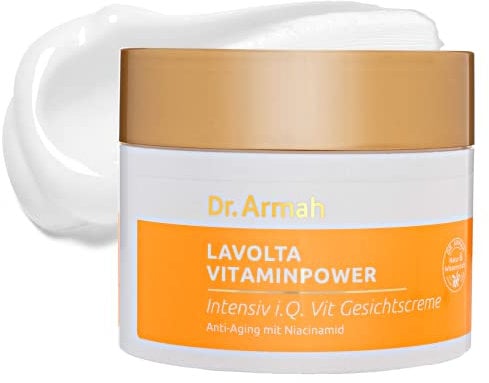 LAVOLTA natürliche Vitamin Anti-Aging Gesichtscreme, 100ml - Gesichtsserum mit Niacinamid, pflanzlichem Retinol Ersatz, Sheabutter, Vitamin E & Q10 100ml – veganes silikonfreies Serum