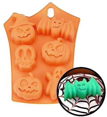 Halloween Gestalten Motiv-Silikonform für Eiswürfel & Backen - 6 Figuren - Halloween, Karneval & Motto-Party