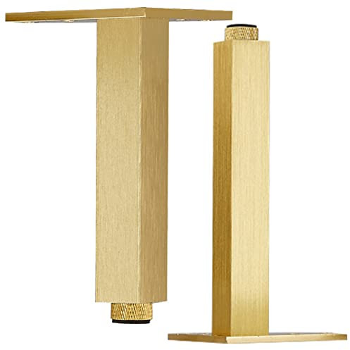 LOVEM Patas para Sofás Dorado 4 Piezas Pies De Muebles Ajustables Patas De Muebles Pierna De Cocina Silla Armario, Aleación De Aluminio/Acabado Anodizada 6-30cm Patas De Soporte (18cm,Dorado)