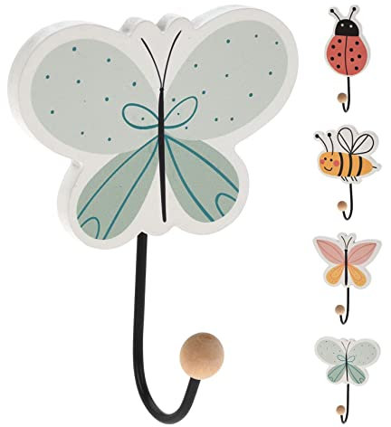 Children's Wall Hooks Kids Insect Coat Hook | Childs Bedroom Wooden Wall Hook Children's Peg Hooks | Kids Novelty Wall Hook - Design Varies One Supplied