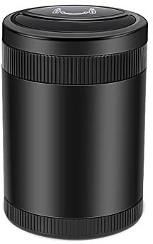 Tragbarer Aschenbecher mit Deckel,Aschenbecher mit Automatischer Induktionsöffnung Auto Blau Led Light Smokeless Cup Hochflammhemmender Auto Rauchende Zigarette Aschenbecher Halter Schwarz