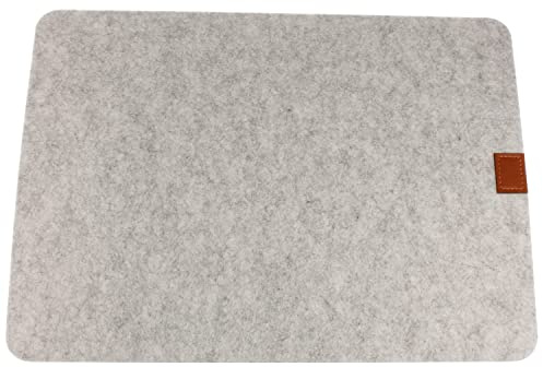 Macosa TT10323_HG Tischset 4 STK. Filz Leder hellgrau Platzsets modern abwischbar Tischdeko Tischmatte Platzmatte Tisch-Unterlage Platzdeckchen (Hellgrau)