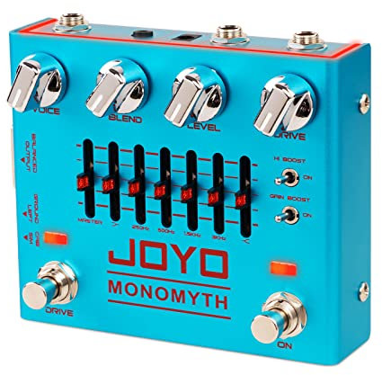JOYO Pedal de Efecto Simulador de Amplificador Overdrive para Guitarra y Bajo Eléctrico - Con Ecualizador y Reducción de Ruido (MONOMYTH R-26)
