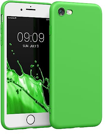 kwmobile Case Compatible with Apple iPhone SE (2022) / iPhone SE (2020) / iPhone 8 / iPhone 7 Case - Protective Slim TPU Phone Cover - Soft Matte Finish - Lime Green